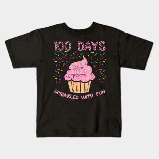 100 Days Sprinkled With Fun Cupcake 100Th Day Of School Girl Kids T-Shirt